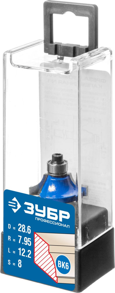 Фреза кромочная калевочная №1 28.6?12.2 мм радиус 8 мм ЗУБР Профессионал 28700-28.6