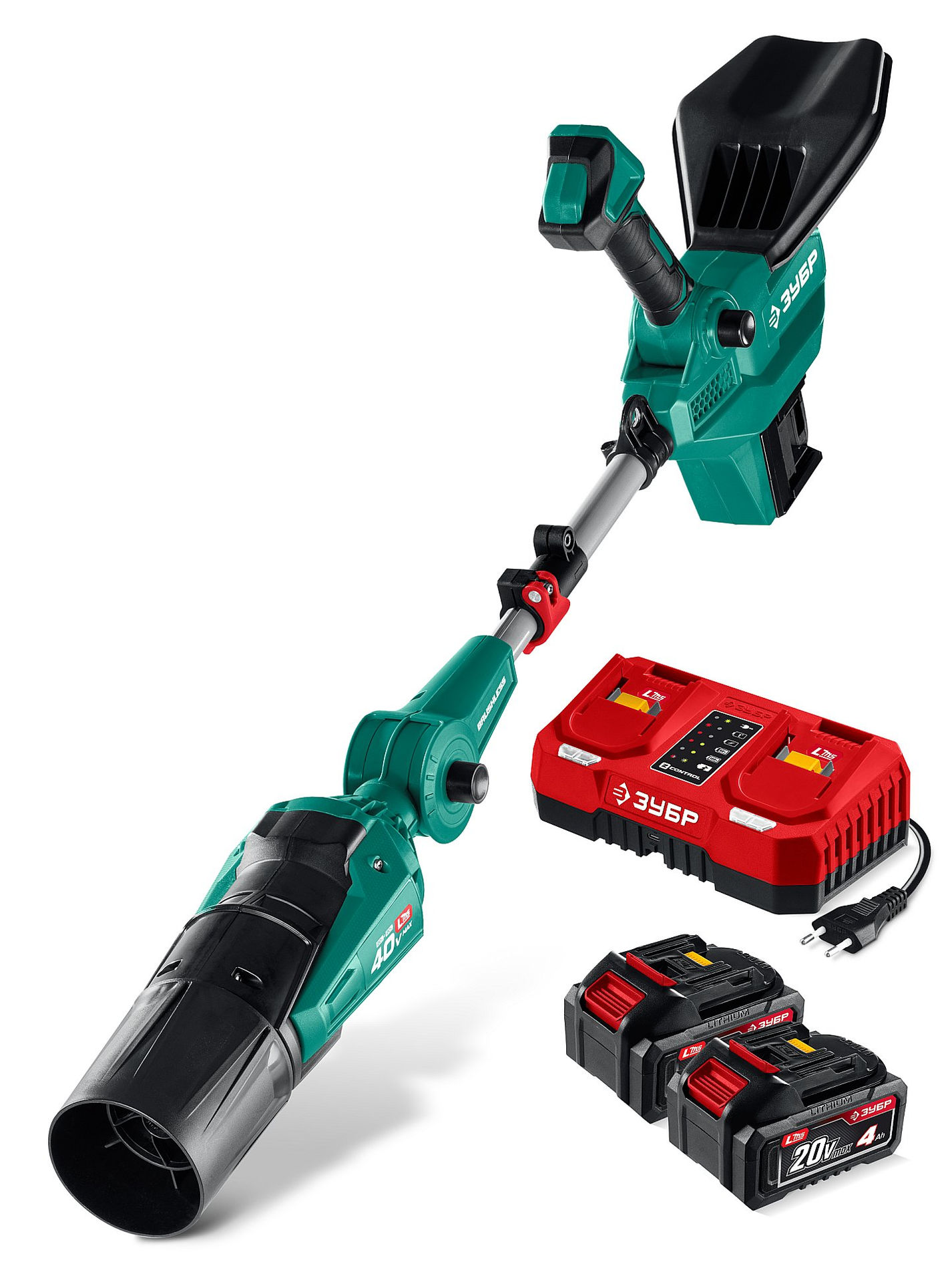 ЗУБР 40 В (2x20В), 1400 м3/ч, 2 АКБ LMS (4 Ач), воздуходувка аккумуляторная (ВА-1400-42)