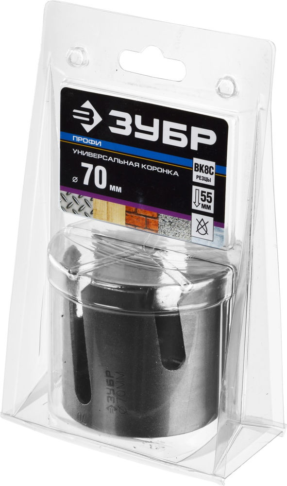 Коронка с твердосплавными резцами 70 мм ЗУБР Проуниверсал Профессионал 29514-70