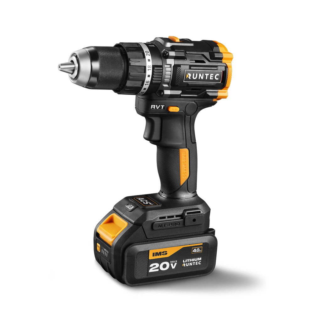 Дрель-шуруповерт ударная аккумуляторная RUNTEC PRO 13 мм, 20В, 2*4Ач, 100Нм, RUNTEC, RT-ID224