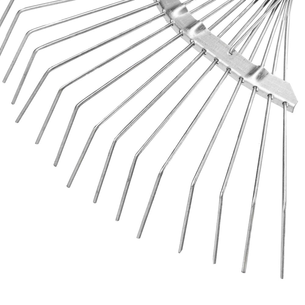 Грабли веерные стальные, 350 х 1450 мм, 18 круглых зубьев, деревянный черенок, Сибртех (61781)