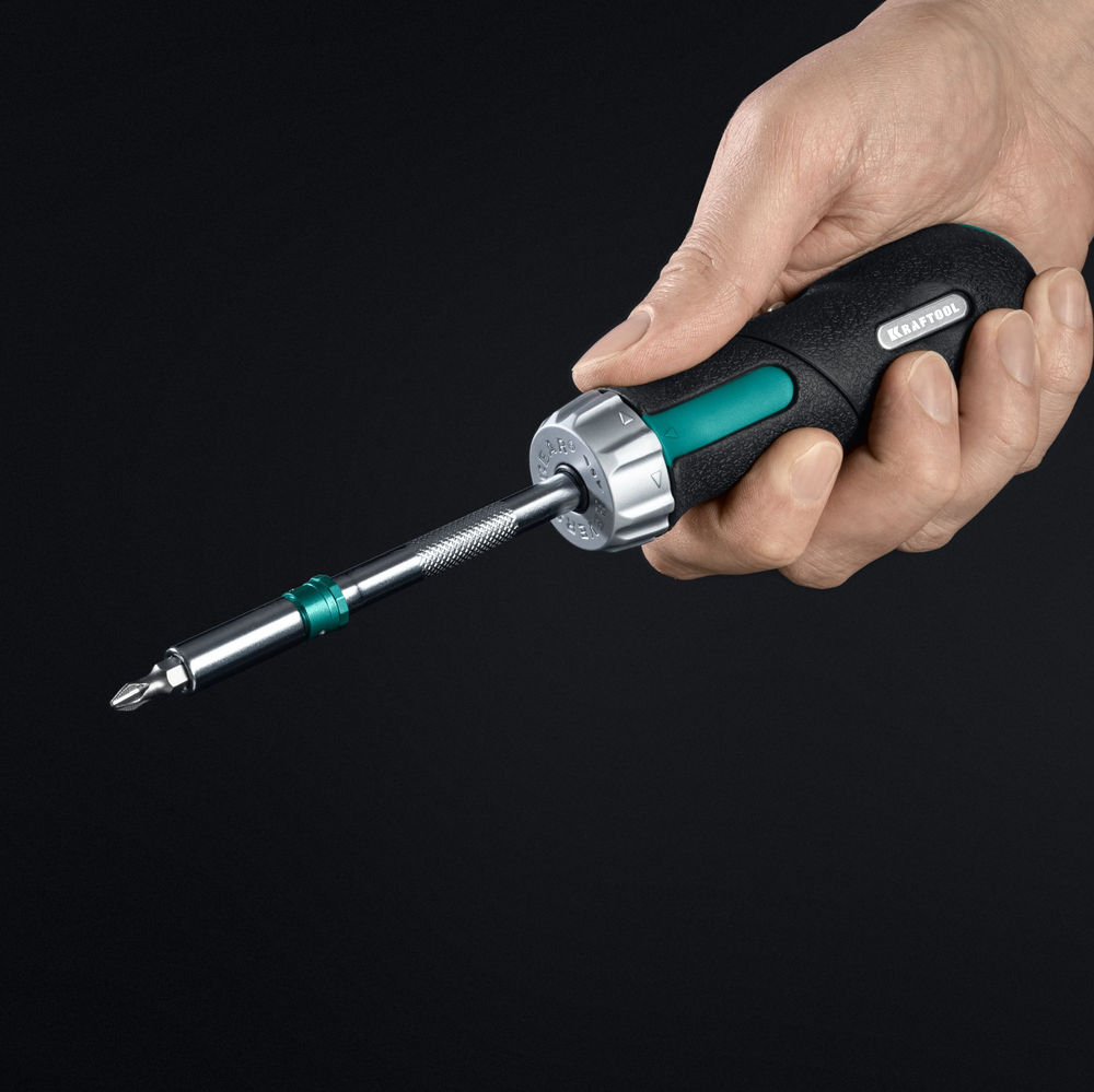 Набор: рычажная реверсивная отвертка с битами 6 шт EXTREM KRAFTOOL 25899