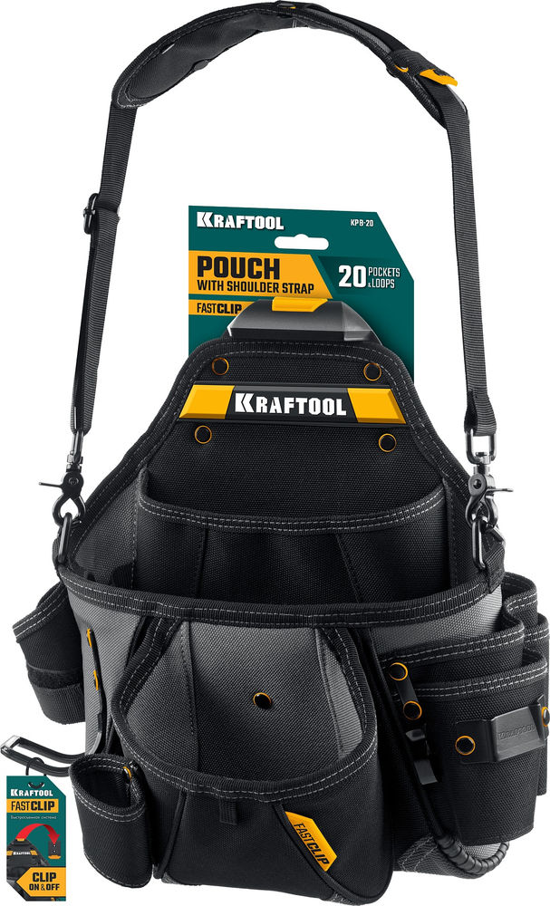 Сумка поясная 320 х 310 мм с быстросъёмным креплением FastClip KPB-20 KRAFTOOL 38767