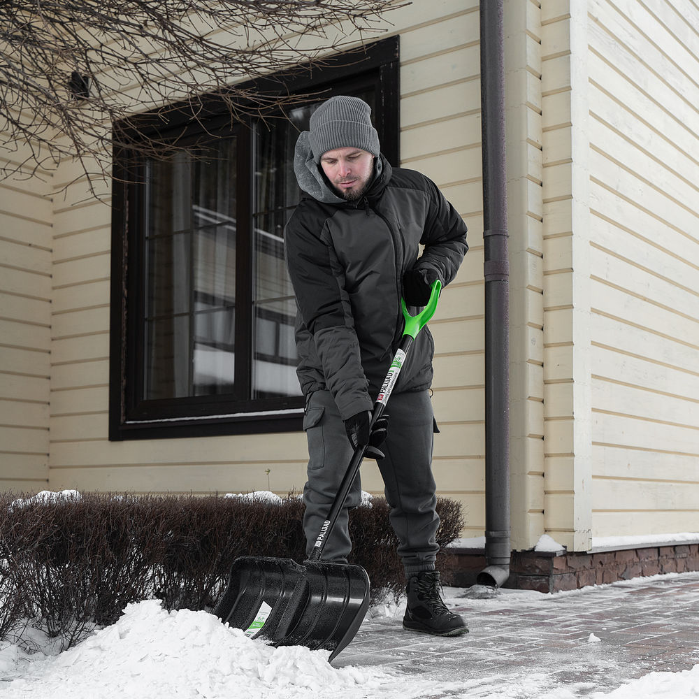 Лопата для уборки снега, полипропилен, 455х345х1330 мм, алюминиевый черенок, BASE Palisad (61798)