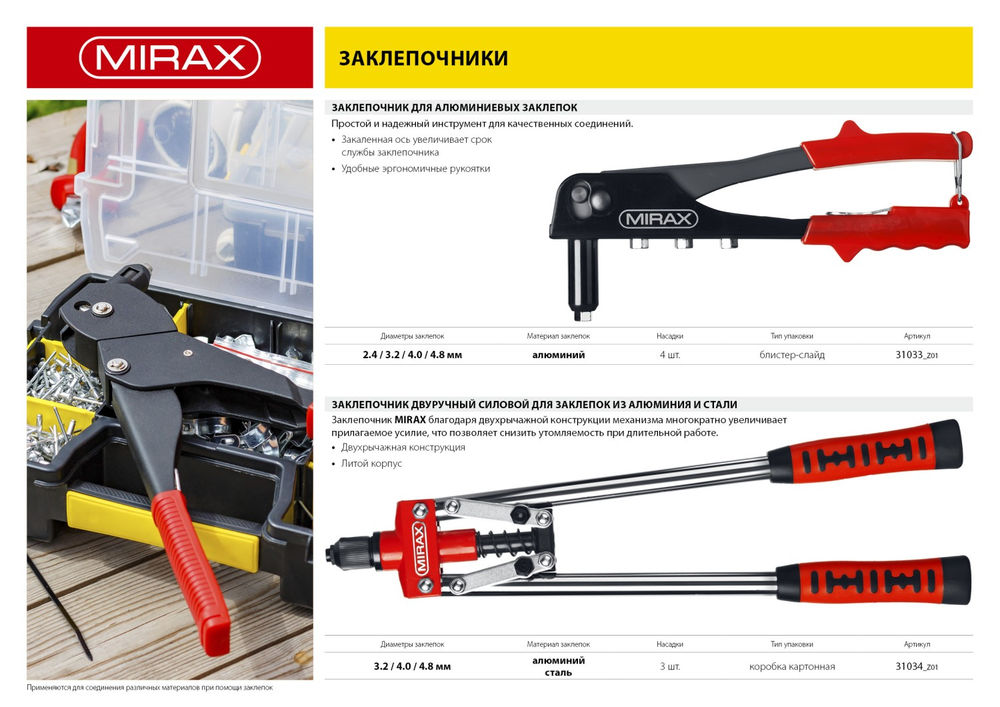 Двуручный заклепочник 2.4 - 4.8 мм, 420 мм MIRAX 31034_z01