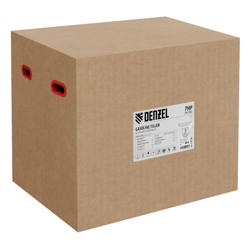 Мотоблок DPT-370X, 7 л.с, дисковое сцепление, ширина 90 см, глубина 35 см, фрез 3 х 4, ВОМ, передачи 3В/1Н Denzel (56406)