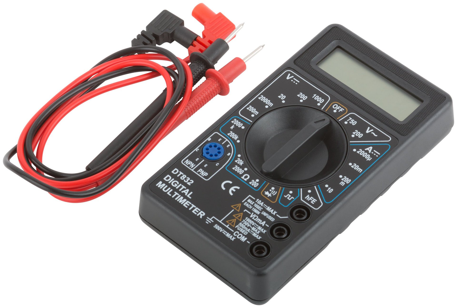 Мультиметр 0,1 мВ-1000 В; 0,1 В-750 В; 1 мкА-10 А; 0,1 Ом-2 МОм; коробка (80615)