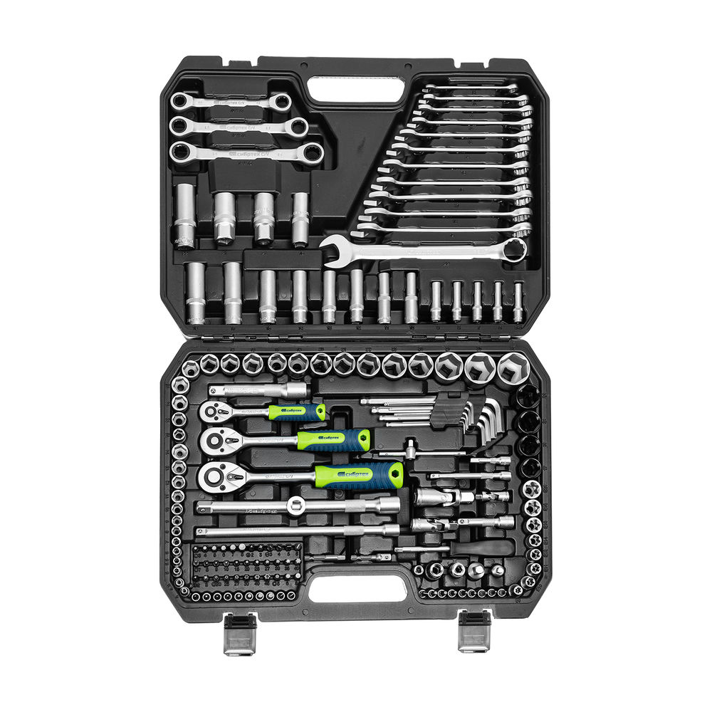 Набор инструментов, 1/2, 3/8, 1/4, пластиковый кейс 160 предм. Сибртех