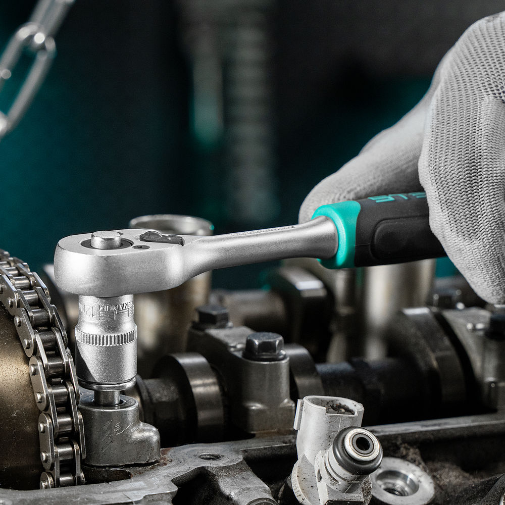 Набор торцевых головок, 1/4, головки 4 - 13 мм, с трещот. ключом, CrV,11 предметов Stels