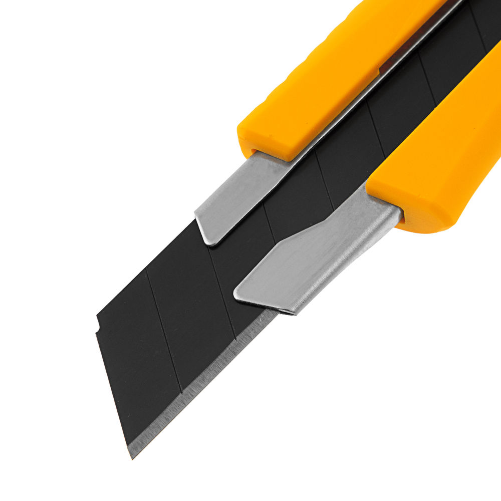 Нож, 18 мм, сменное лезвие, SK4, метал. направляющая, винтовой фиксатор Denzel (78943)