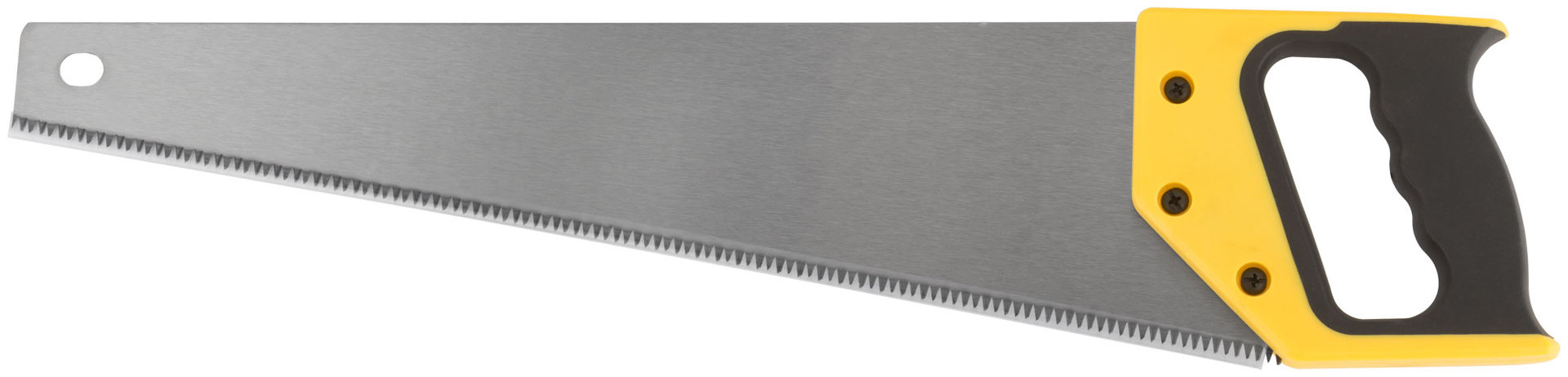 Ножовка по дереву, средний каленый зуб 7 ТPI, 3D заточка, пласт.прорезиненная ручка, Профи 450 мм (40445)