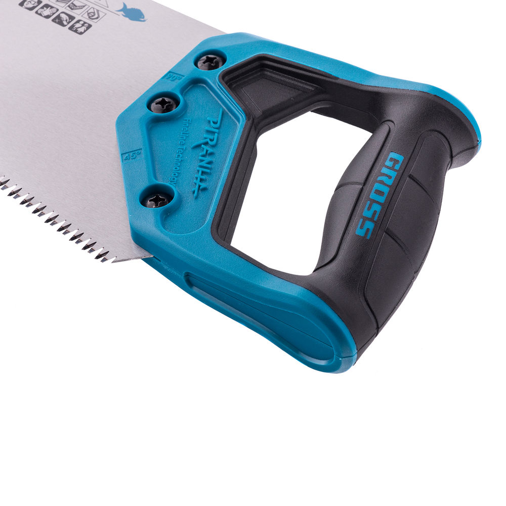 Ножовка по дереву Piranha, 500 мм, 7-8 TPI, зуб-3D, каленый зуб, двухкомпонентная рукоятка Gross