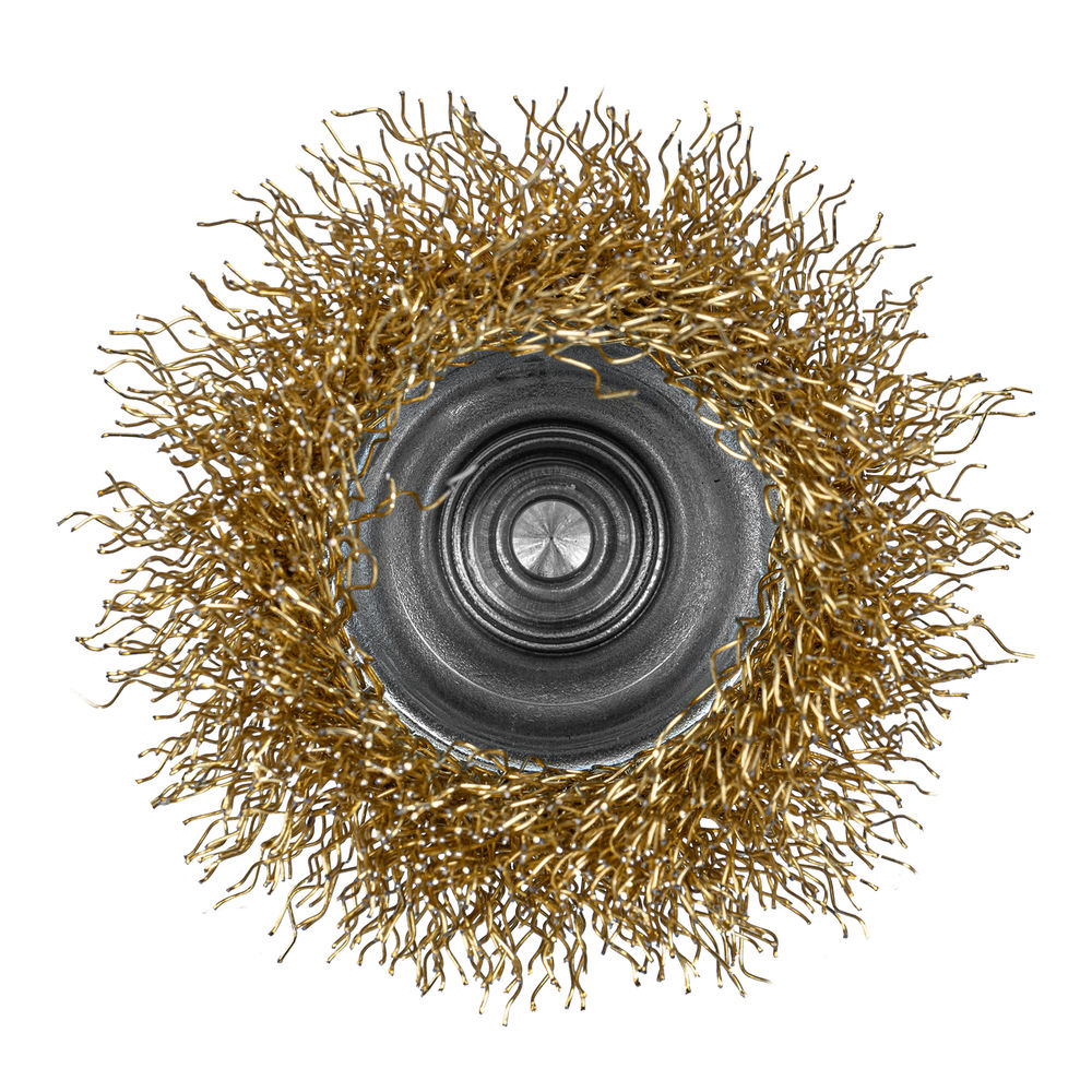 Щетка для дрели, 50 мм, чашка со шпилькой, латунированная витая проволока Matrix (74475)