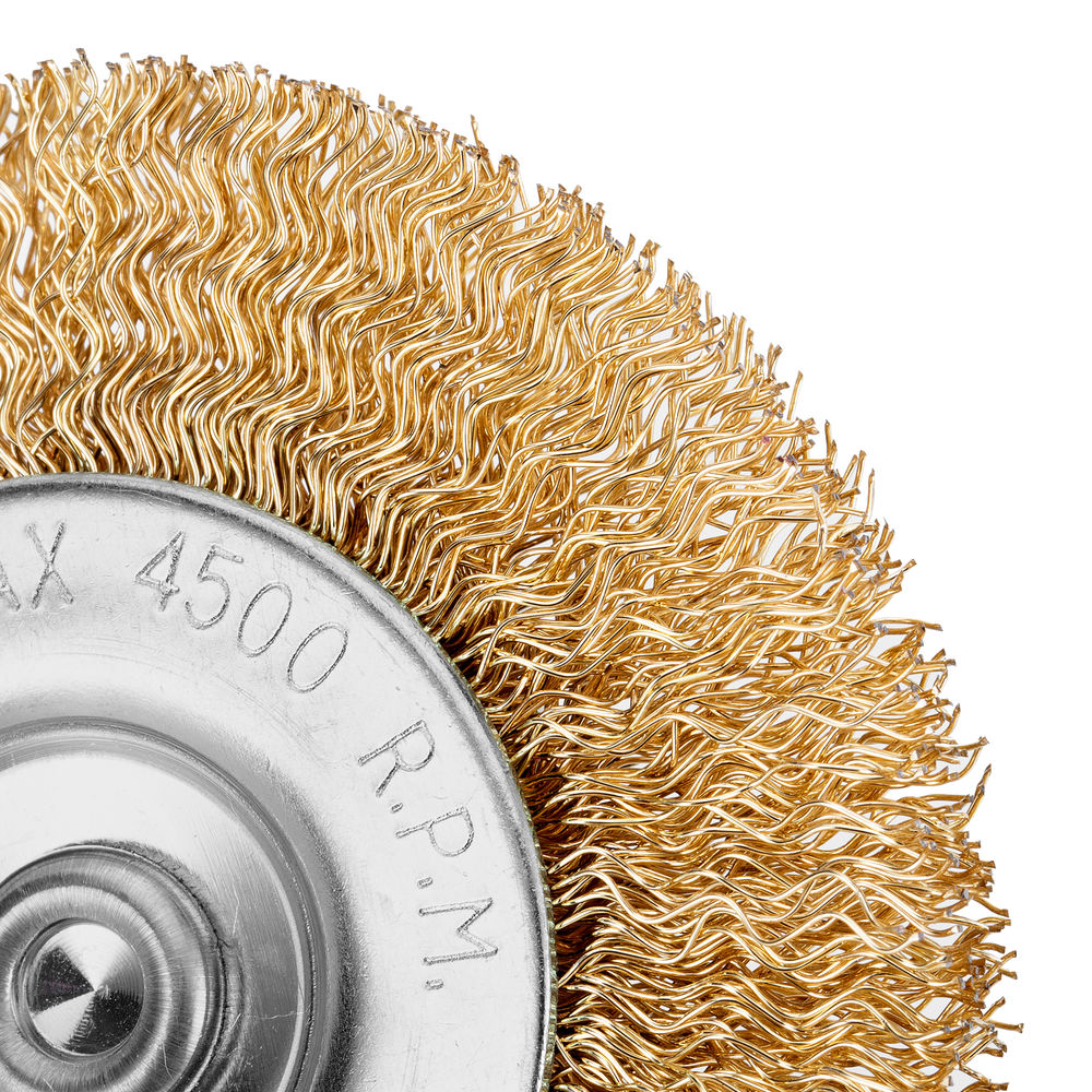 Щетка для дрели, 75 мм, плоская со шпилькой, латунированная витая проволока Matrix (74448)