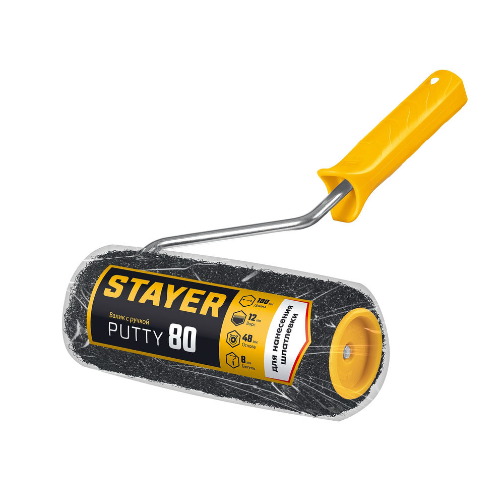 Валик для шпатлевки 80 мм, 180 мм, 8 мм ручка PUTTY PROFESSIONAL STAYER 03642-18