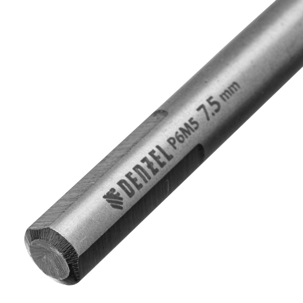 Сверло спиральное по металлу 7,5 x 109мм, Р6М5, Golden Tip, многогранная заточка Denzel (718281)