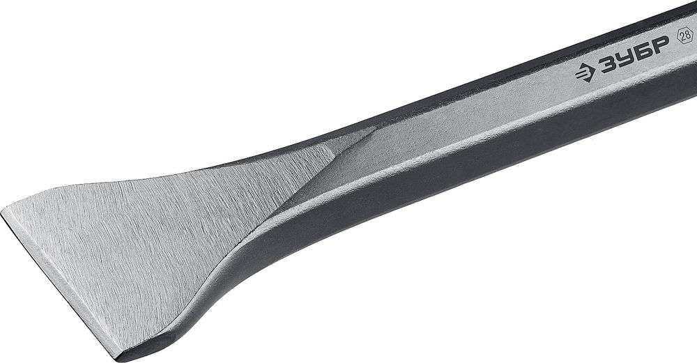Зубило плоское изогнутое 80 x 400 мм HEX 28 ЗУБР БУРАН Профессионал 29372-80-400