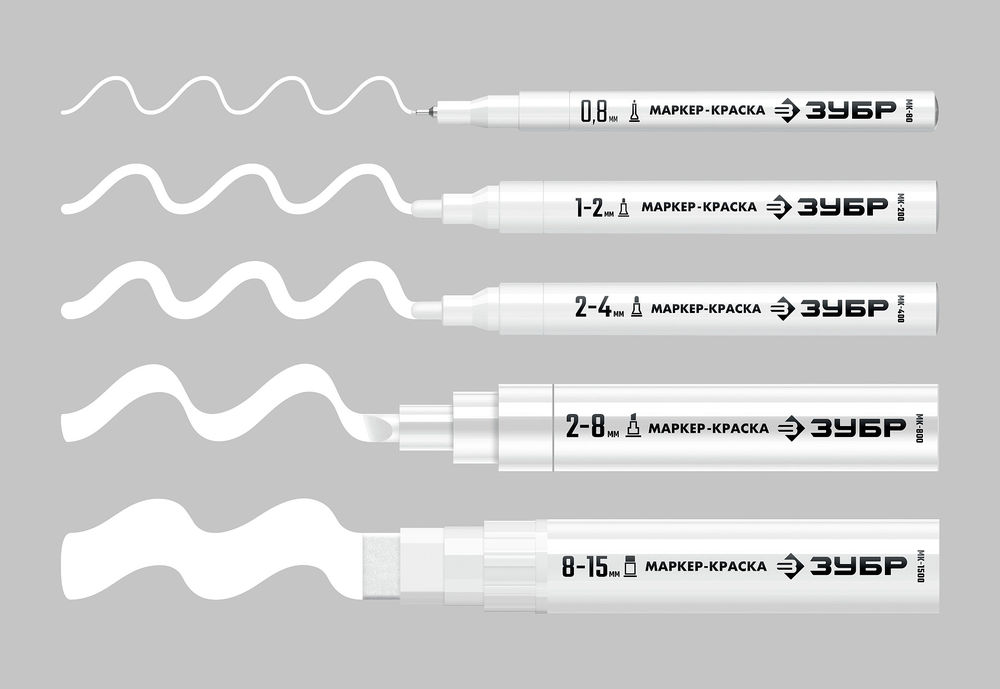 Маркер-краска клиновидный МК-800 белый, 2-8 мм ЗУБР 06327-8