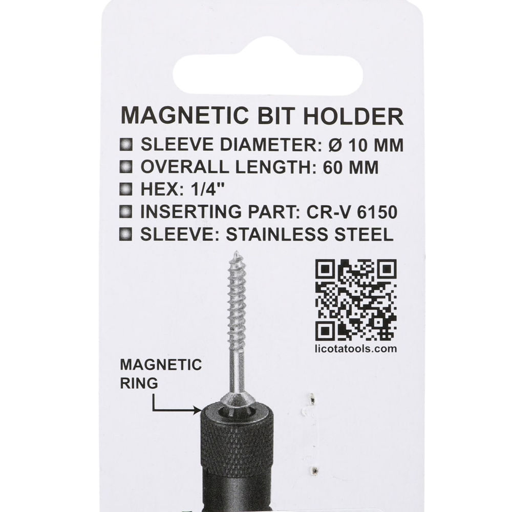 Держатель для бит 1/4 магнитный усиленный, 60 мм, Licota, BQH321060