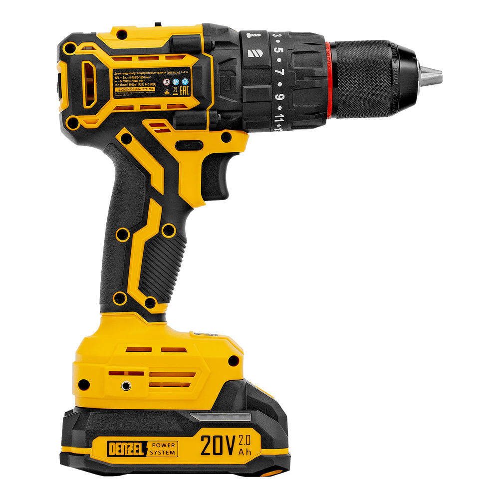 Дрель-шуруповерт аккумуляторная ударная бесщет. CIDH-BL-20, Li-Ion, 20 В// Denzel (26137)