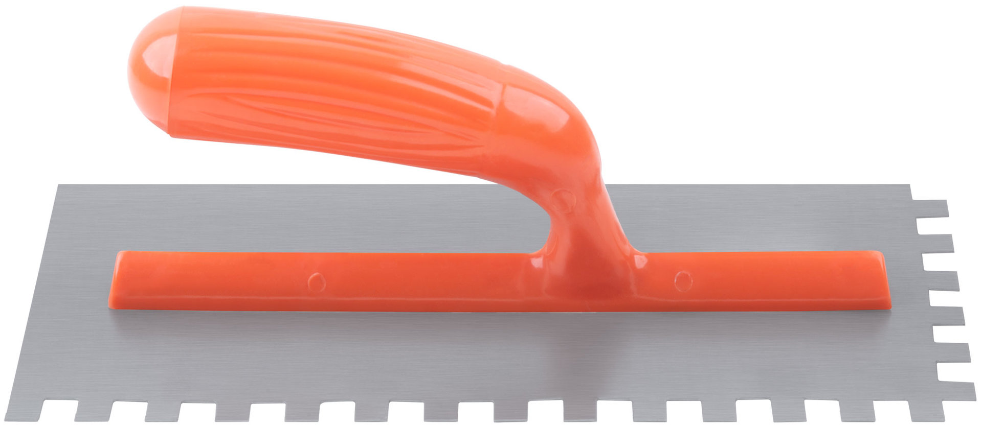 Гладилка стальная с пластиковой ручкой, 280х130 мм зубчатая, зуб 10х10 мм (05139)