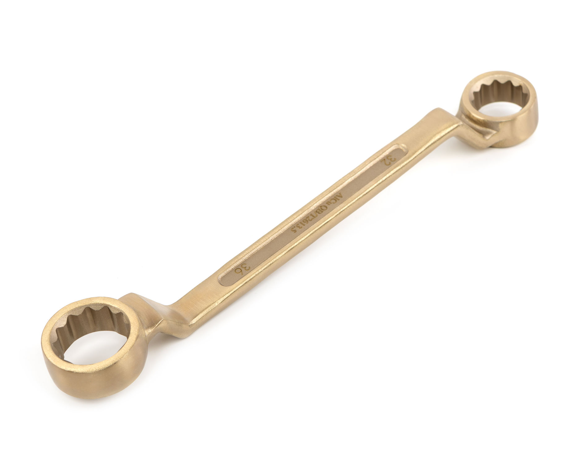 Ключ гаечный накидной двусторонний коленчатый 32х36 искробезопасный сплав AlCu, HORTZ