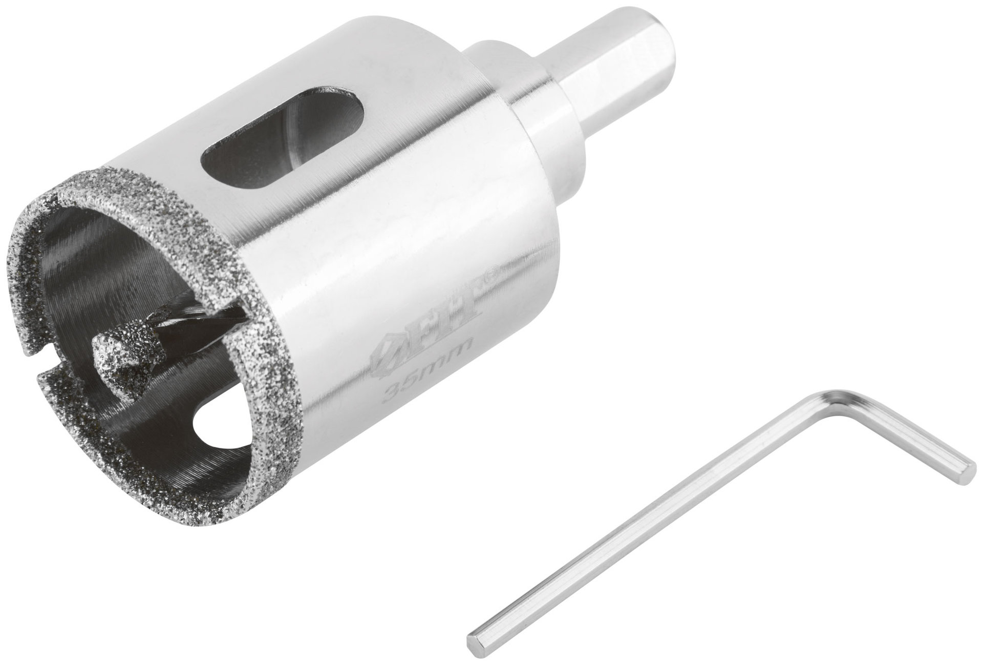 Коронка кольцевая по керамограниту, камню и кафелю алмазная с центровочным сверлом 35х70 мм (16216)