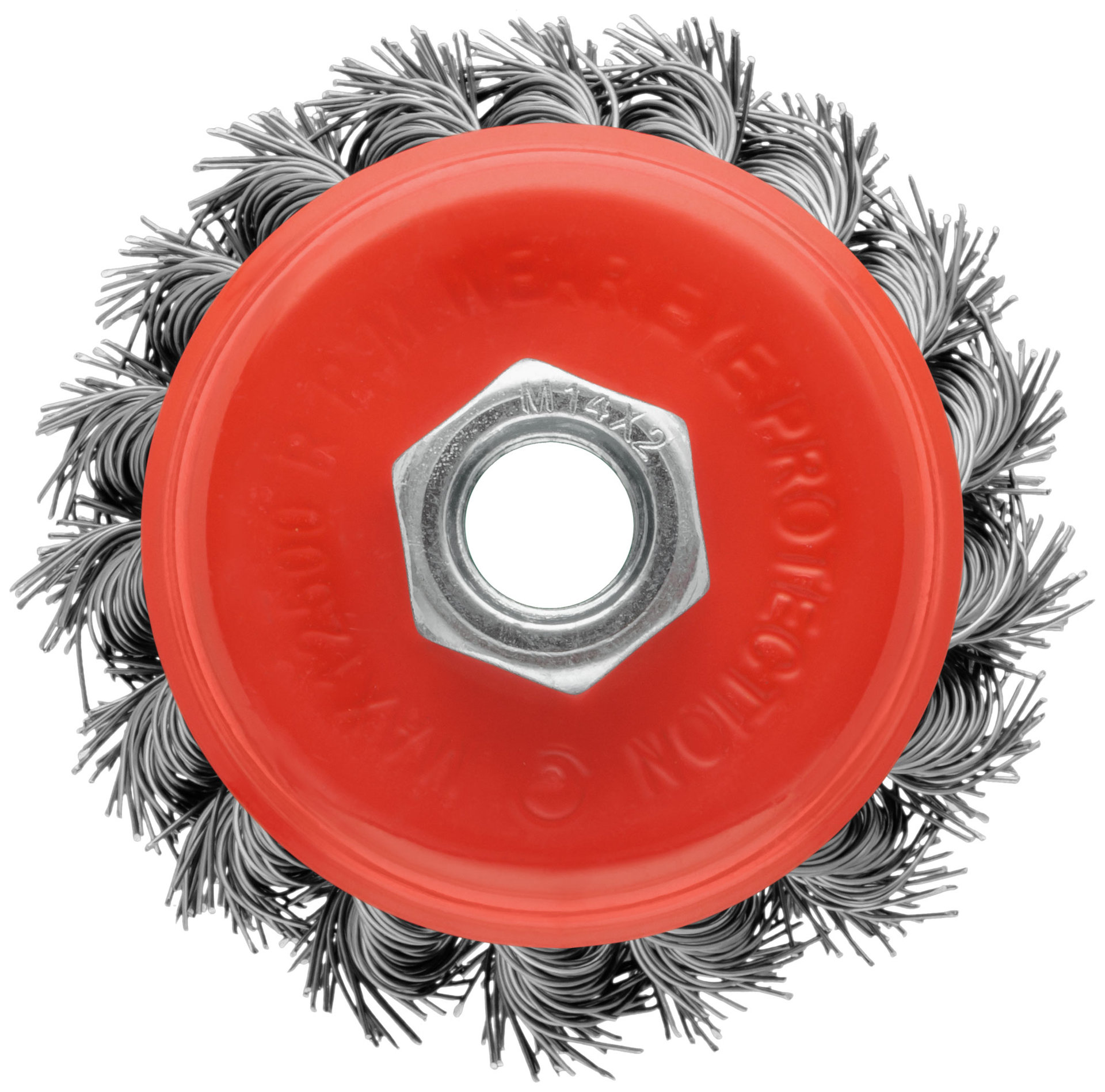 Корщетка-чашка, гайка М14, стальная витая проволока 75 мм, блистер (39097)