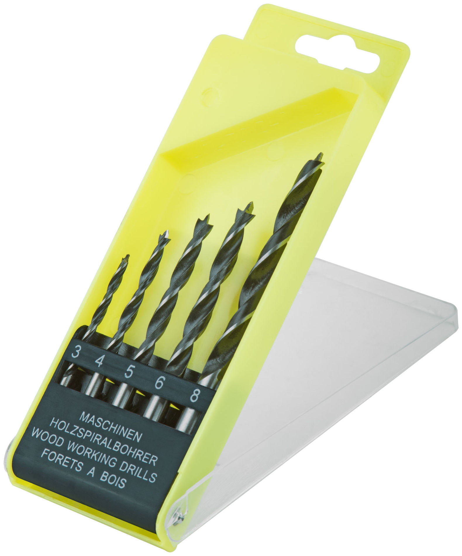 Набор сверл по дереву, пластиковый бокс, 5 шт.(3-4-5-6-8 мм) (36104)