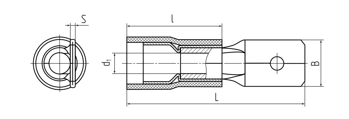 Разъем кабельный плоский изолированный «папа» ВРПИ-П 6.0–(6.3) серия ПРОФИ (КВТ) (59133)