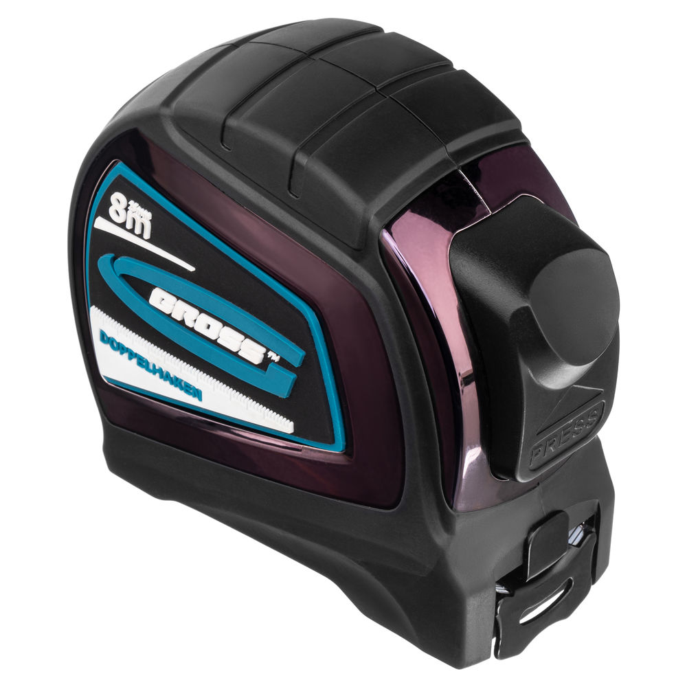 Рулетка Doppelhaken,8 м x 25 мм,двухсторонний зацеп,Нейлон,двусторонняя шкала,автоматическая фиксация Gross