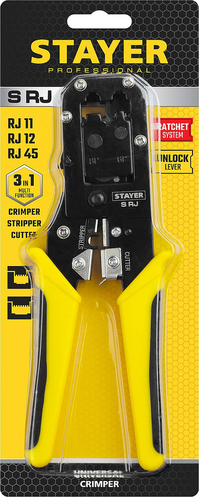 Кримпер универсальный (RJ45, RJ11, RJ12) S-RJ Professional STAYER 22652