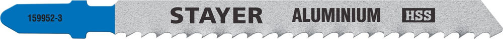 Полотна для лобзика T-хвост., HSS сталь, по мягкому металлу толщиной 2-15 мм, шаг зуба 3 мм (8TPI), раб. длина 75 мм, 2 шт T127D STAYER 159952-3