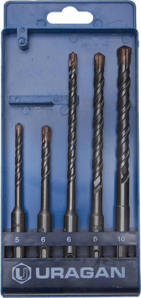 Буры SDS-plus набор URAGAN 5 шт: 5х110 6х110 6х160 8х160 10х160 мм 901-25554-H5  