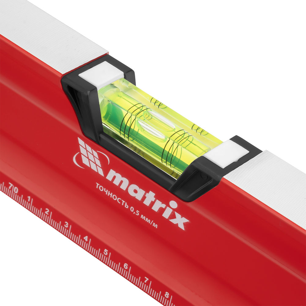 Уровень алюминиевый, магнит, фрезерованный, 3 глазка (1 зеркальный) двухкомпонентные рукоятки, 1500 мм Matrix (34735)