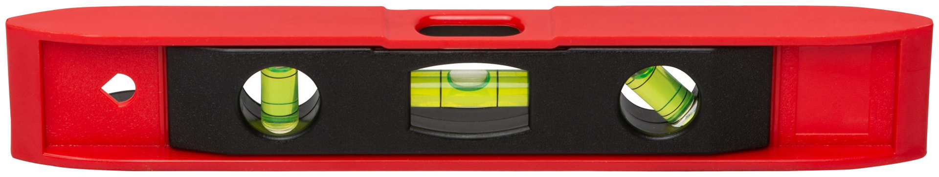 Уровень Торпедо пластиковый, 3 глазка, магнитный 225 мм (18599)