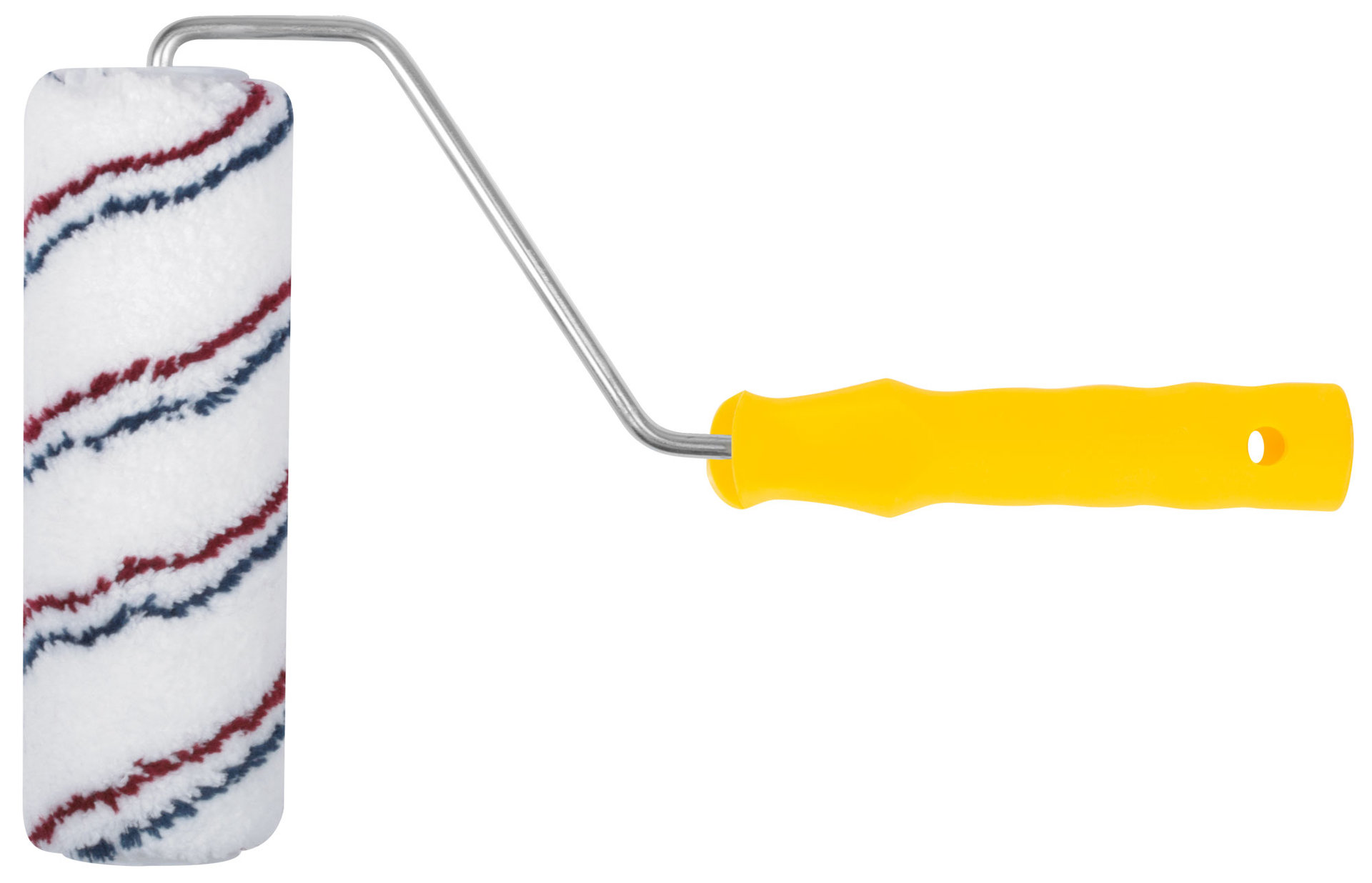 Валик микроволокно, белый с красной и синей полосками, диам. 40/63 мм; ворс 12 мм, 180 мм (01843)