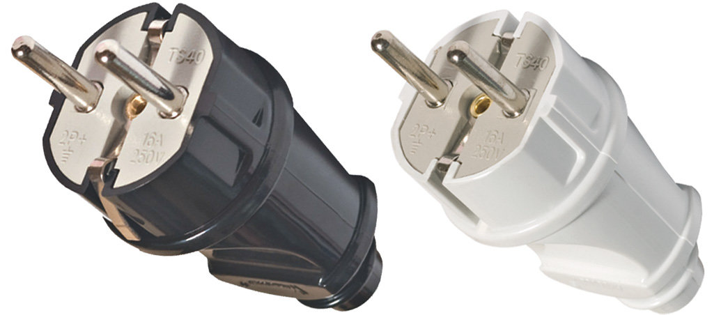 Вилка электрическая прямая с заземлением черная (16 А; 250 В ) UNIVERSAL (83312)