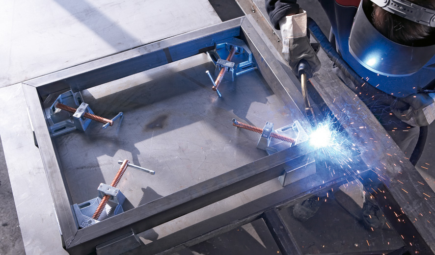 Струбцина угловая для сварки 90°, 2 x 90, max проход 60 мм, медное покрытие винта WSM9 BE-WSM9