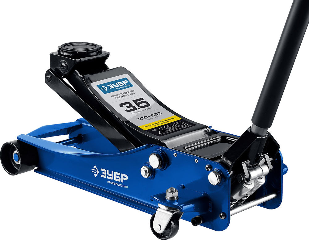 Подкатной гидравлический домкрат 3.5 т 100 - 533 мм универсальный для СТО X90 ЗУБР 43054-3.5