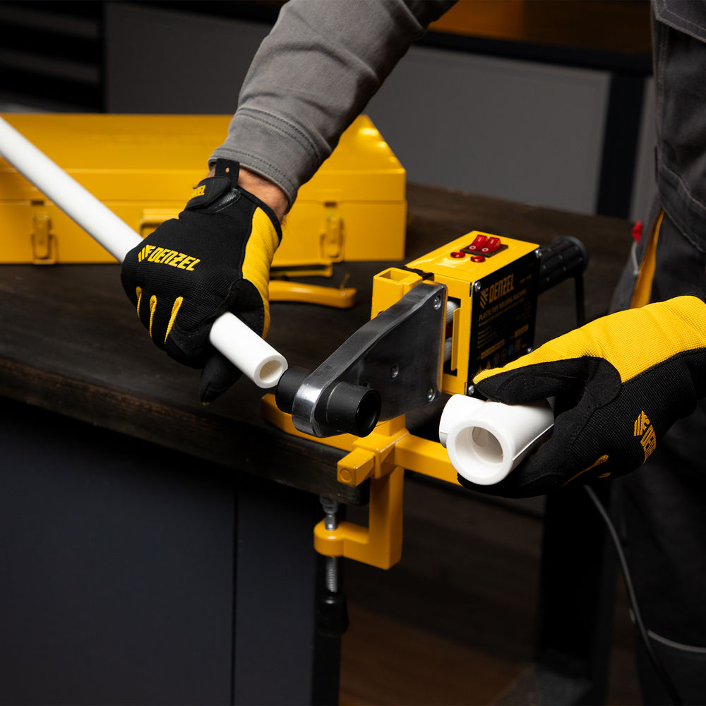 Аппарат для сварки пластиковых труб DWP-1500, 1500 Вт, 260-300 град, комплект насадок, 20-63 мм Denzel (94205)