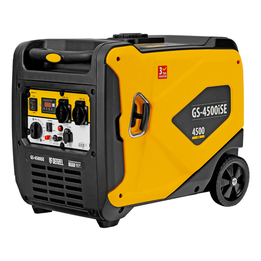 Генератор инверторный GS-4500iSE, 4,5 кВт, 230 В, закрытый корпус, электростартер DENZEL (94714)