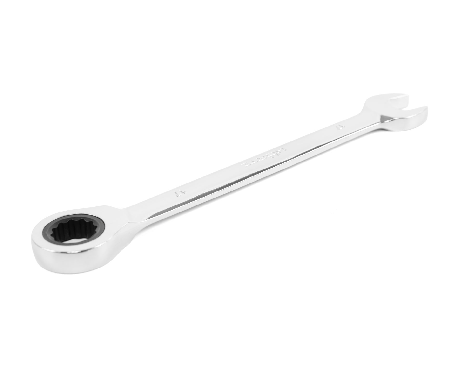 Ключ комбинированный трещоточный 22х22 хромированный на подвесе HORTZ