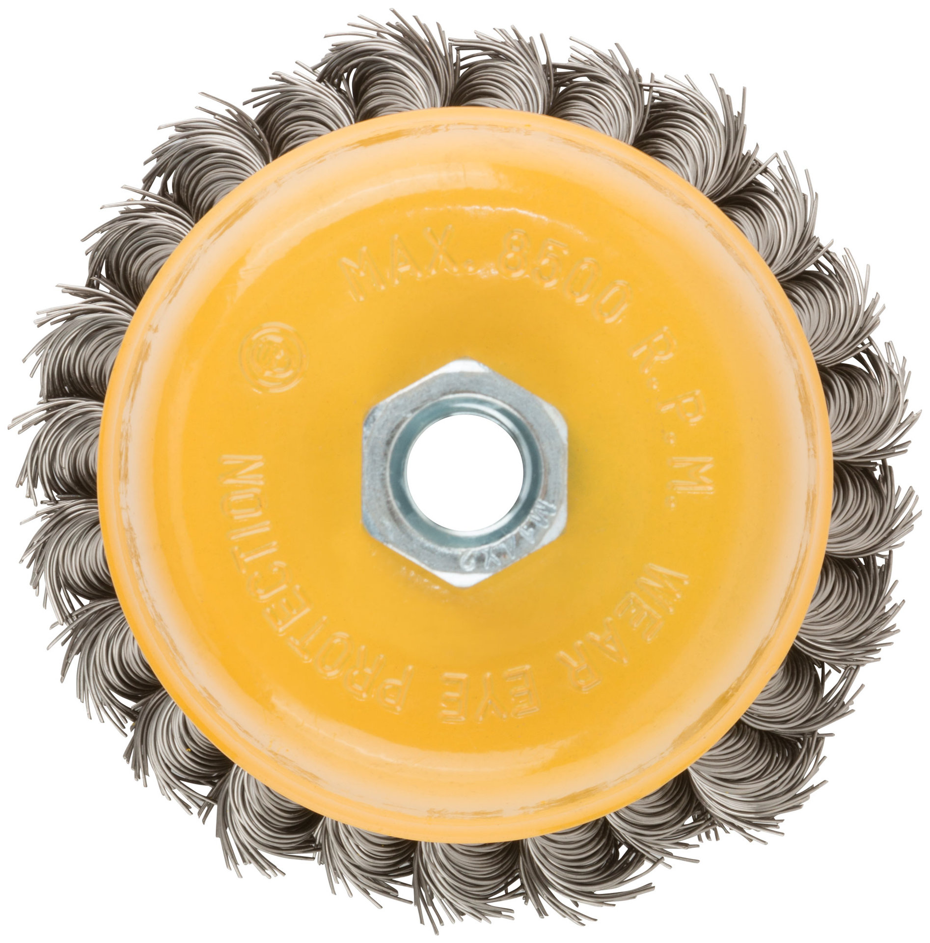Корщетка-чашка, гайка М14, витая проволока, нержавеющая сталь 100 мм (38848)