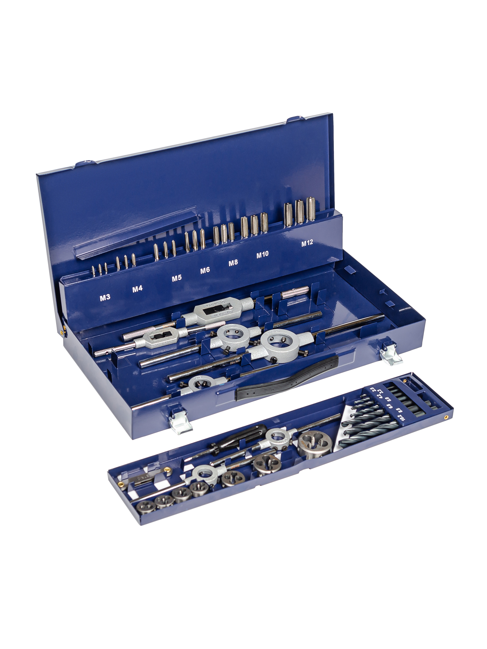 Набор резьбонарезного инструмента 15S HSS, 44 пр., M3-M4-M5-M6-M8-M10-M12 (ZA-10731)