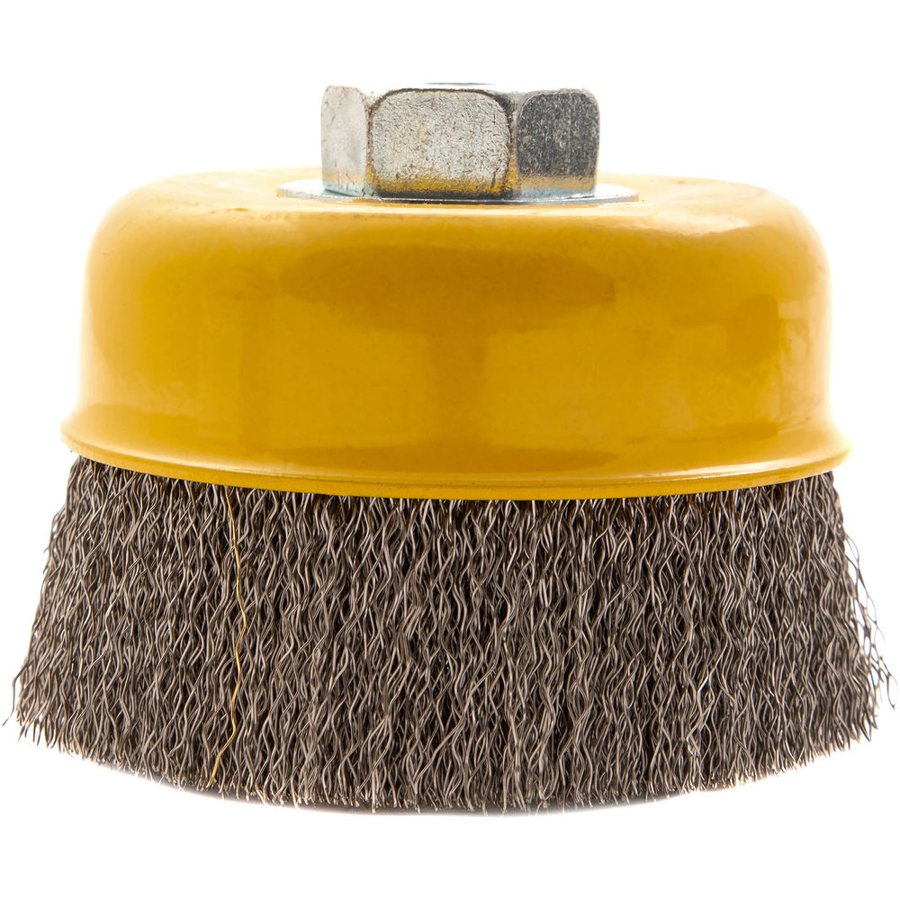 Щетка для УШМ, 100 мм, Чашка, витая нержавеющая проволока 0.3 мм, М14 Denzel (746053)