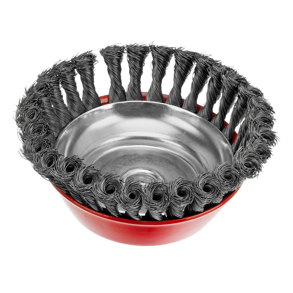 Щетка для УШМ, 150 мм, М14, чашка, крученая проволока 0.35 мм Matrix (74618)