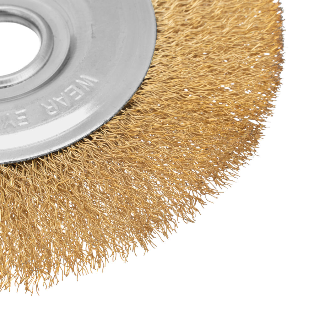 Щетка для УШМ, 150 мм, посадка 22.2 мм, плоская, латунированная витая проволока Matrix (74664)