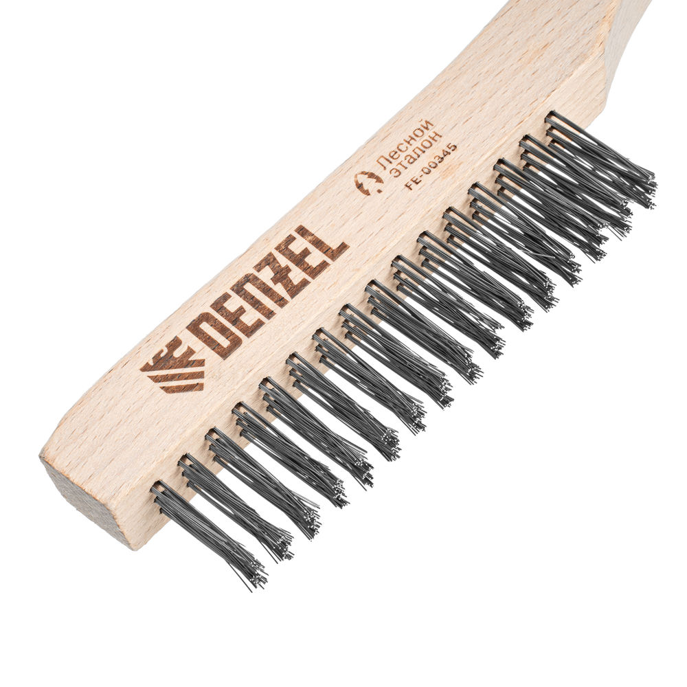 Щетка зачистная 3-х рядная, прямая проволока из нержавеющей стали с деревянной ручкой, EFP// Denzel (74843)