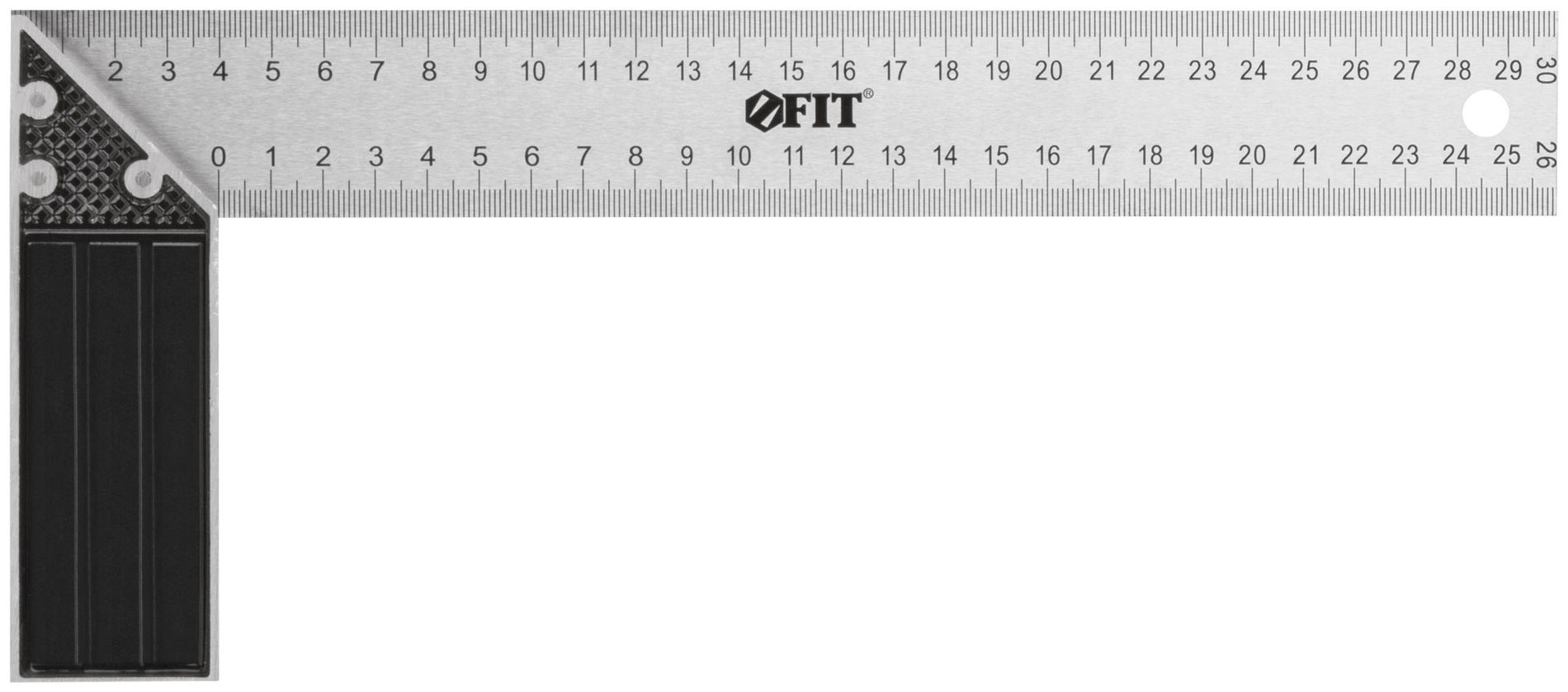 Угольник столярный, рифленая шкала, алюминиевое основание 300 мм (19462)